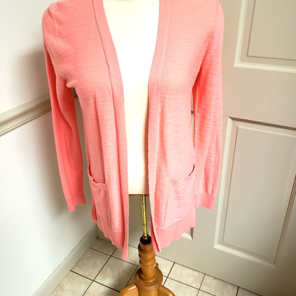 Loft Open Front Cardigan, Coral, Medium, NWT
